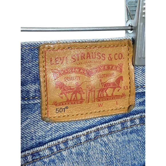 Levis 501 Japanese Denim Raw Hem Jeans Womens 32x27 Boyfriend Distressed Grunge - Picture 8 of 14